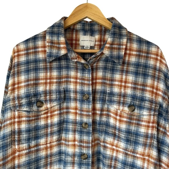 American Eagle Outfitters Plaid Button-Up Flannel Shirt, Large - Picture 2 of 9